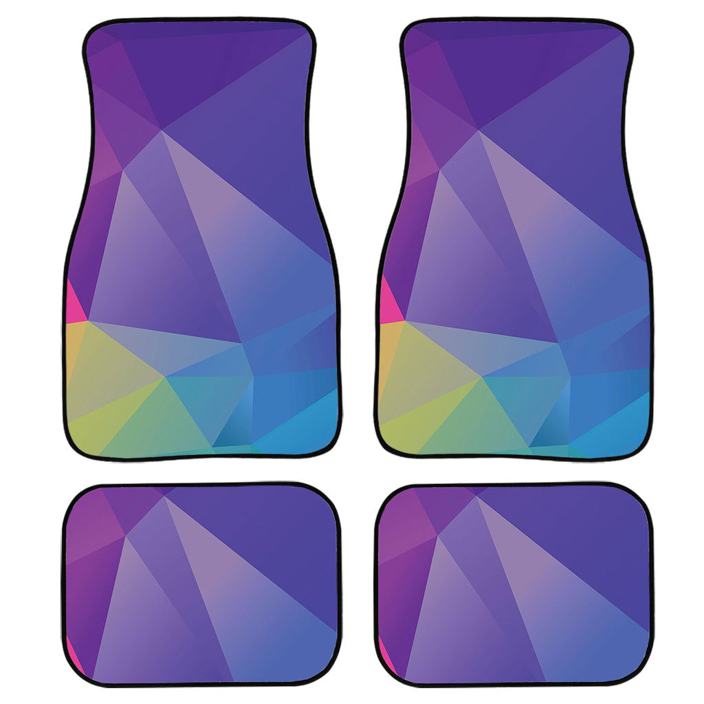 Colorful Polygonal Geometric Print Front And Back Car Floor Mats, Front Car Mat