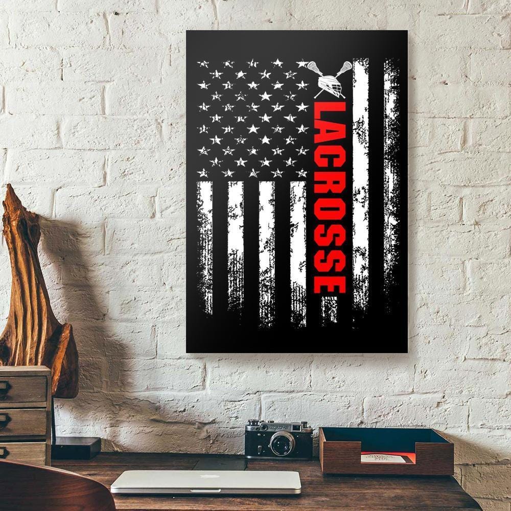 Canvas Prints American Flag Lacrosse Backside Vertical Canvas Wall Art Pretty Home Decor Canvas