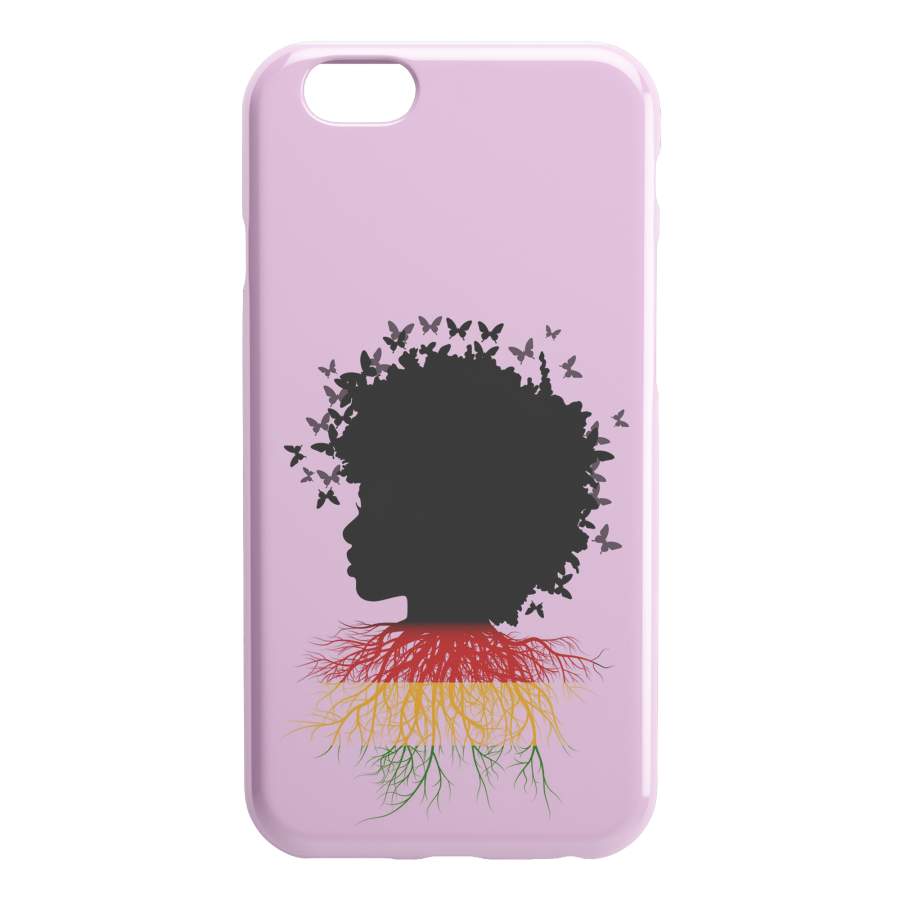 African American Black Girl Africa Melanin With Butterflies Root Flag iPhone Case