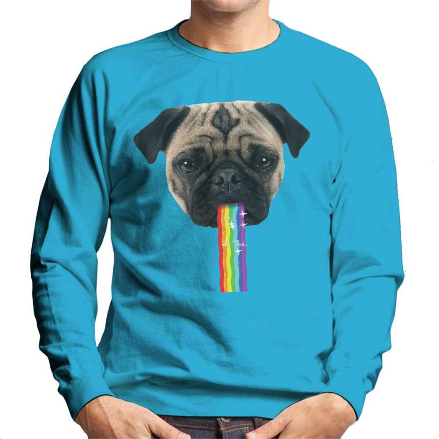 Pug Puking Rainbow Snapchat Filter Men’s Sweatshirt