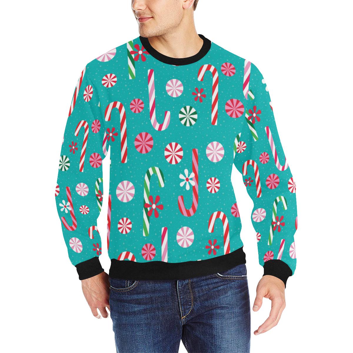 Christmas Candy Pattern Men’s Crew Neck Sweatshirt