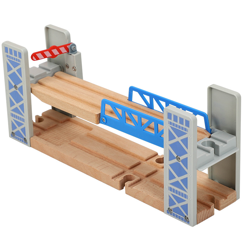 Wooden Double Deck Bridge Overpass Wooden Train Tracks Railway Toys fit for Brand Tracks Educational Toys for children gift alx
