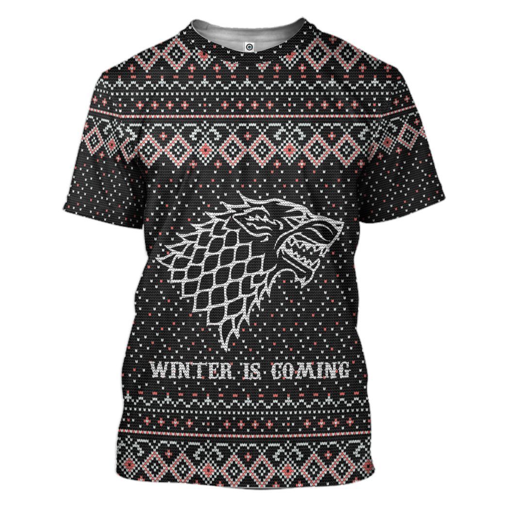 Casespring 3D Winter Is Coming Ugly Sweater Custom Tshirt Apparel