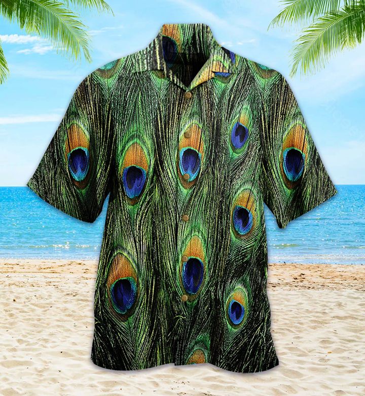 Peacock Feather Green Pattern Hawaii Shirt Hawaii For Men Women Ha38441