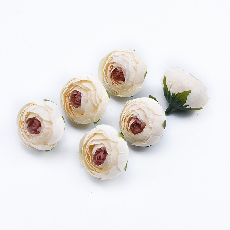 10 Pieces Silk Tea Roses Fake Head Wedding Decorative Flowers Wall Christmas Decorations for Home Candy Box Artificial Flowers alx