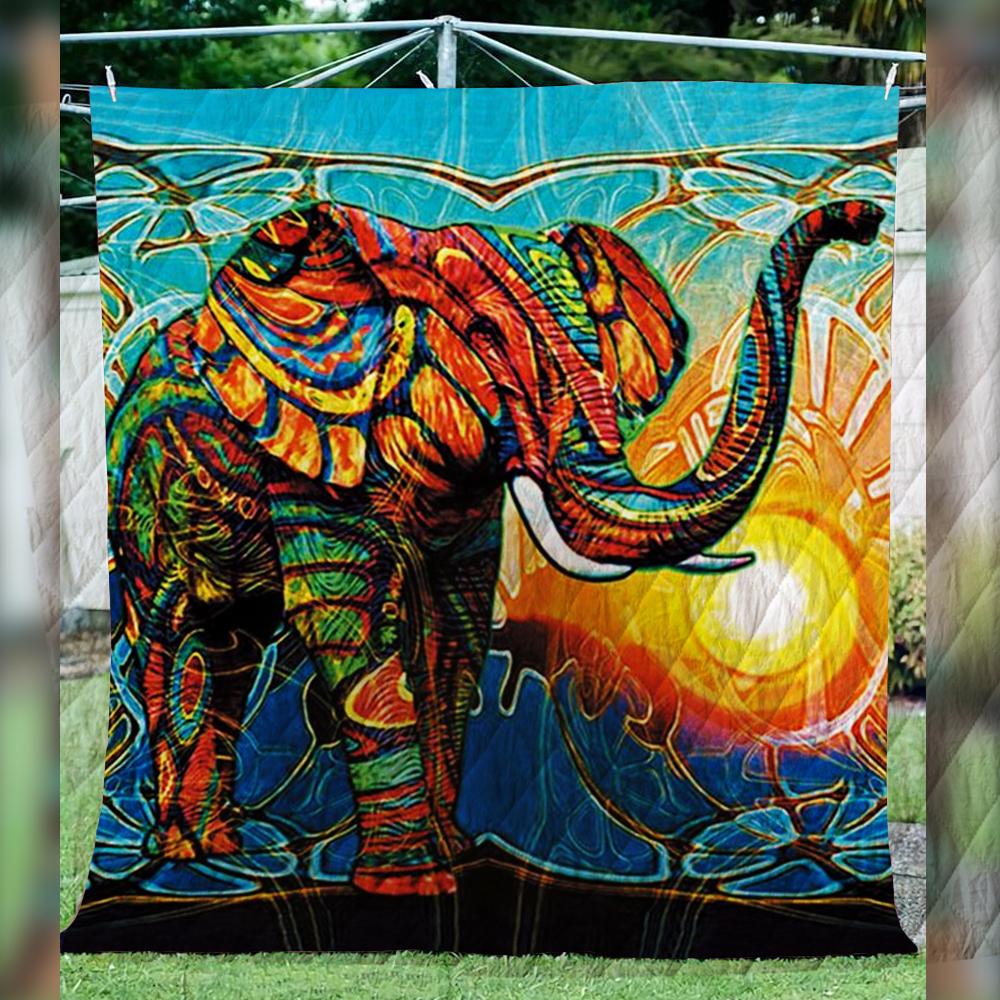 Elephant Water Color 3D Quilt – Quilt