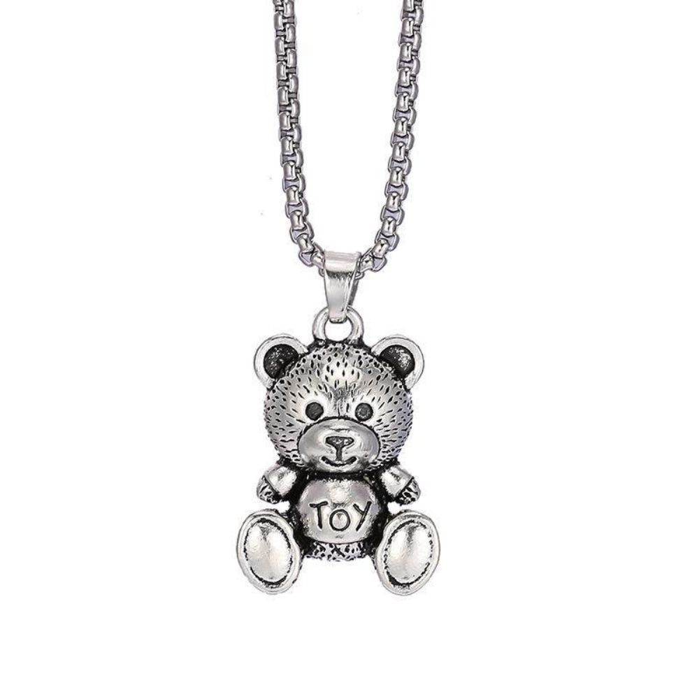 Cute Fashion Jewelry Rapper Bear Neck Charms Sweater Chain Pendant Necklace Gothic Necklace Women Men Necklace alx