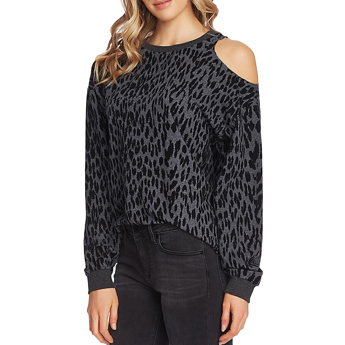 Vince Camuto Womens Cut Out Animal Print Pullover Sweater