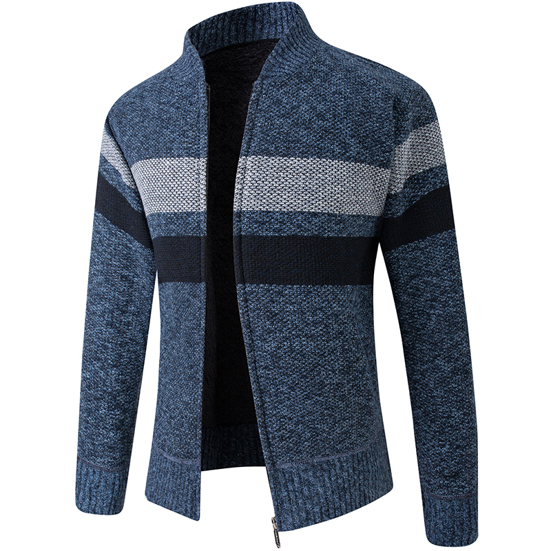 2022 Autumn/Winter New Men’s Fashion Casual Stripe Sweater Men With Fleece and Thick Warm Loose Large Size High-Quality Sweater alx