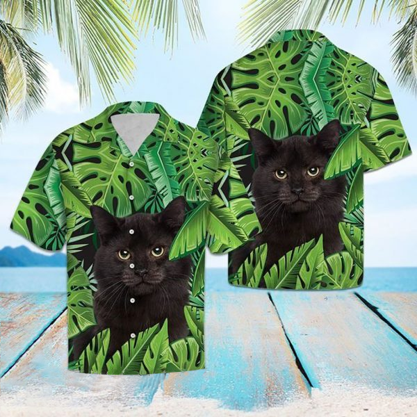 Beach Black Cat Tropical Hawaiian Shirt | Unisex | Adult | Hw5563