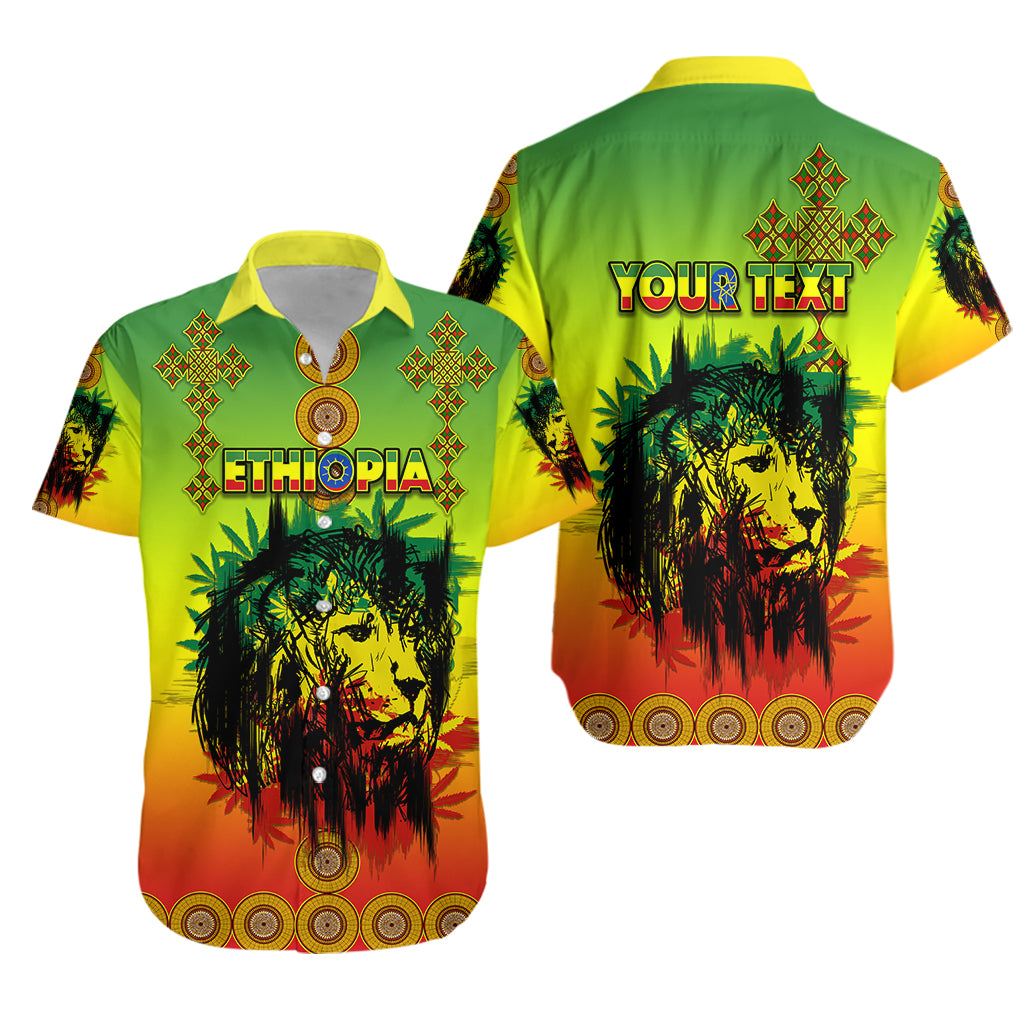 (Custom Personalised) Ethiopia Hawaiian Shirt Cross Mix Lion Colorful Style Lt14