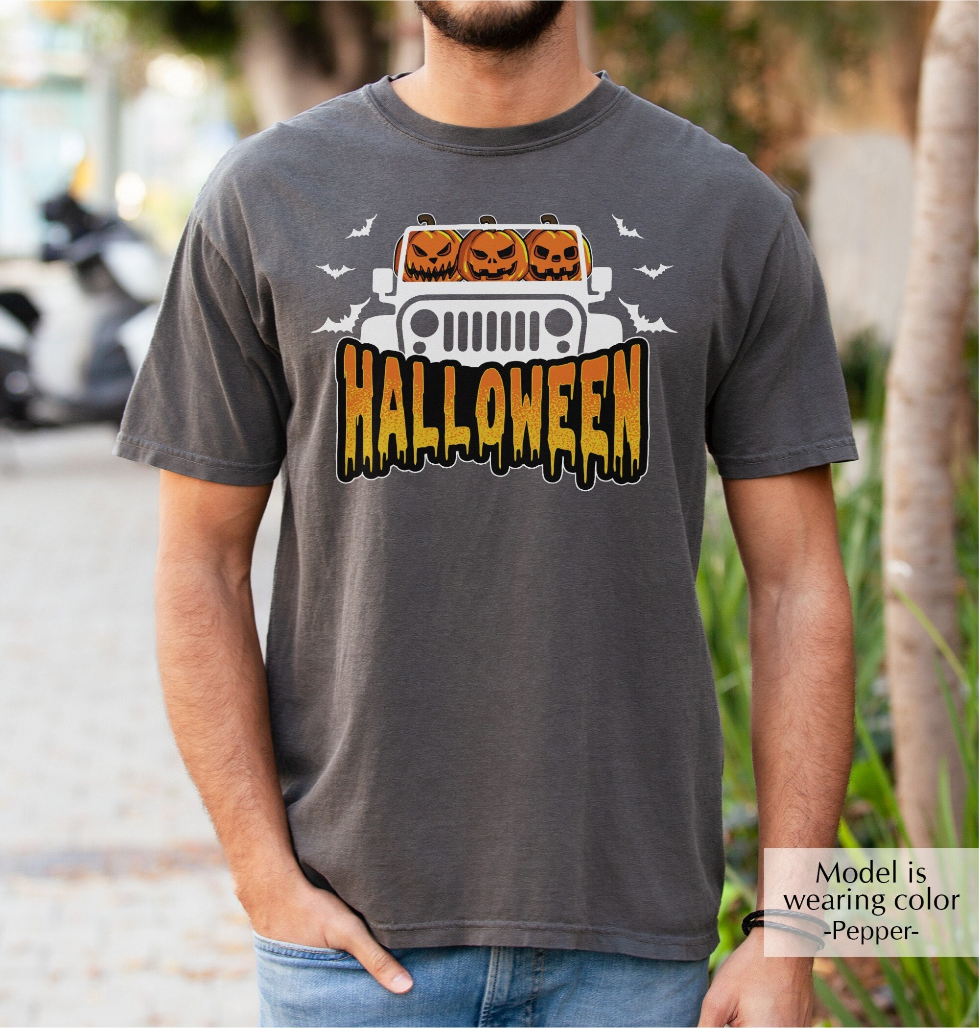 Halloween Truck Shirt, Fall Truck Shirt, Halloween Pumpkin Shirt, Men Comfort Color Shirt, Spooky Shirt, Halloween Party Shirt (1717) Anlibuy Fashion