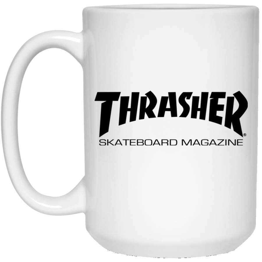 Thrasher Magazine Skateboarding black original logo White Big Mug