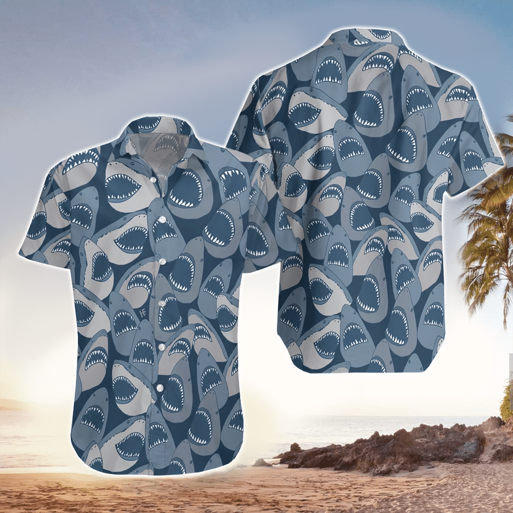 Funny Pattern Shark Hawaii Shirt For Lovers Ha8144