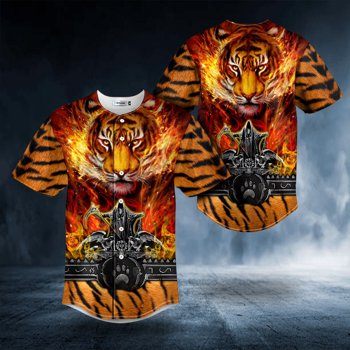 Cool 3D Tiger Death Skull Baseball Jersey Shirts – Mens Sport Shirts – Meaningful Gifts For Him