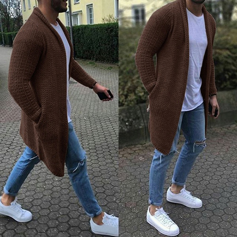 2021 New Men’s Slim Fit Long Cardigan jacket Male Casual Solid Color Coat Autumn Long Sleeve Outerwear M-3XL alx