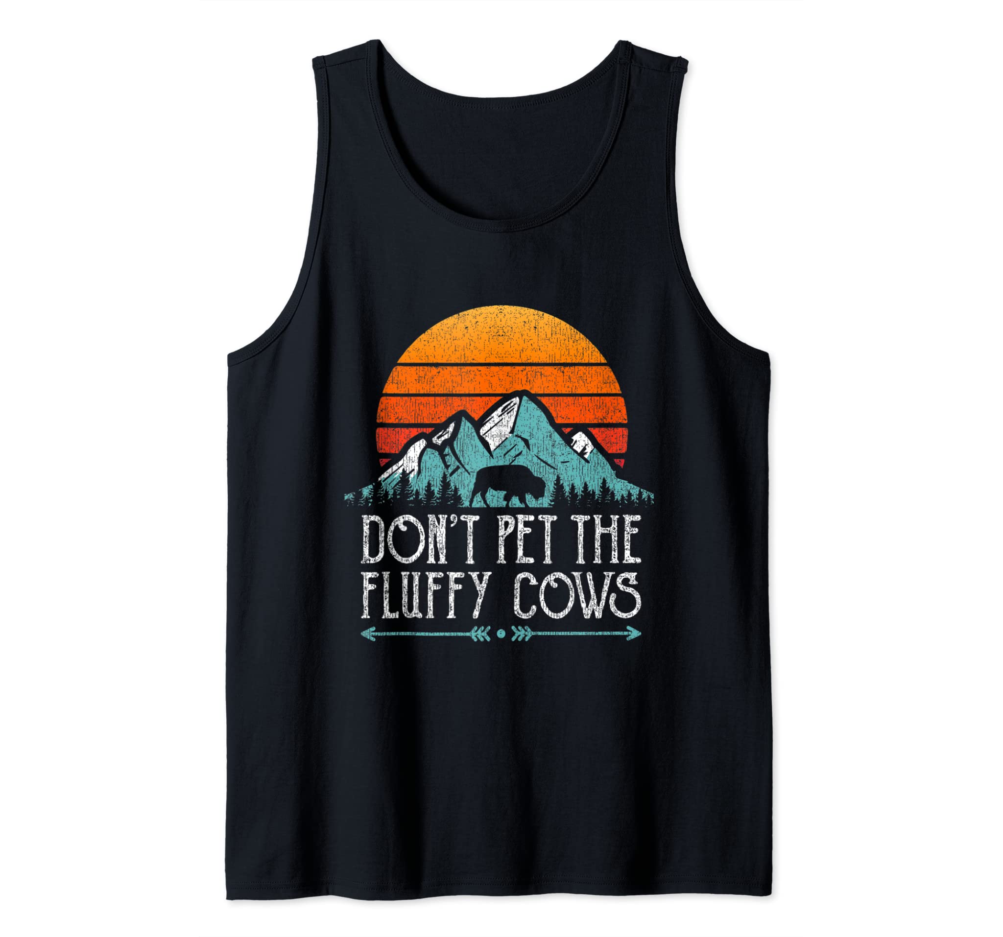 Do Not Pet The Fluffy Cows Shirt Funny Bison Buffalo Retro Tank Top