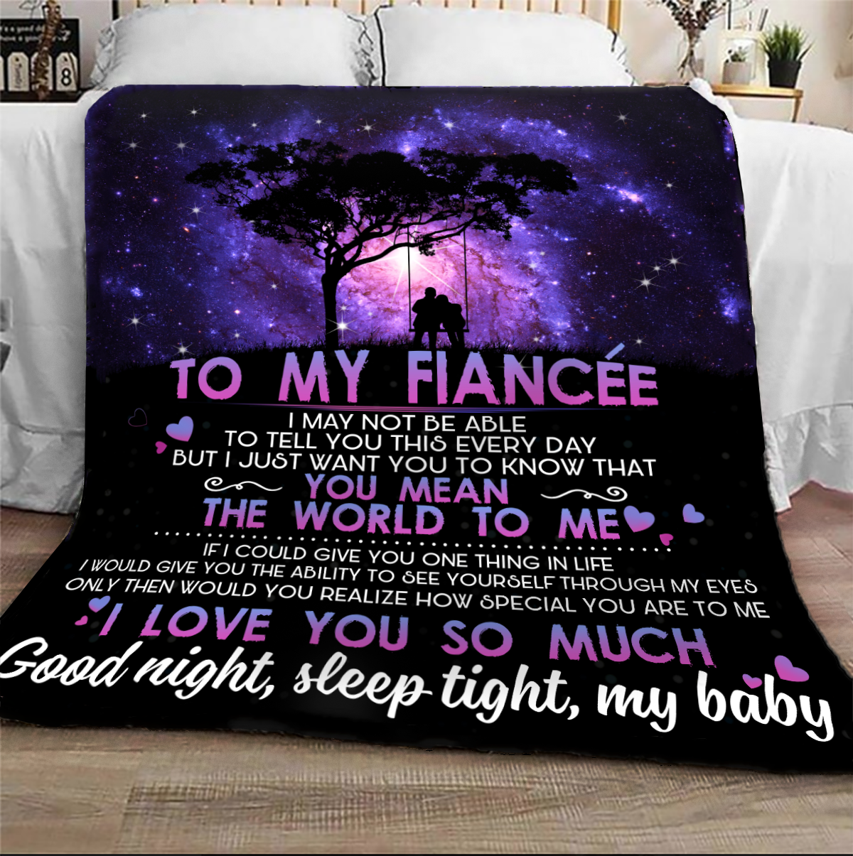 To My Fiancee You Mean The World To Me Blanket Gift For Fiancee Birthday Gift Home Decor Bedding Couch Sofa Soft And Comfy Cozy