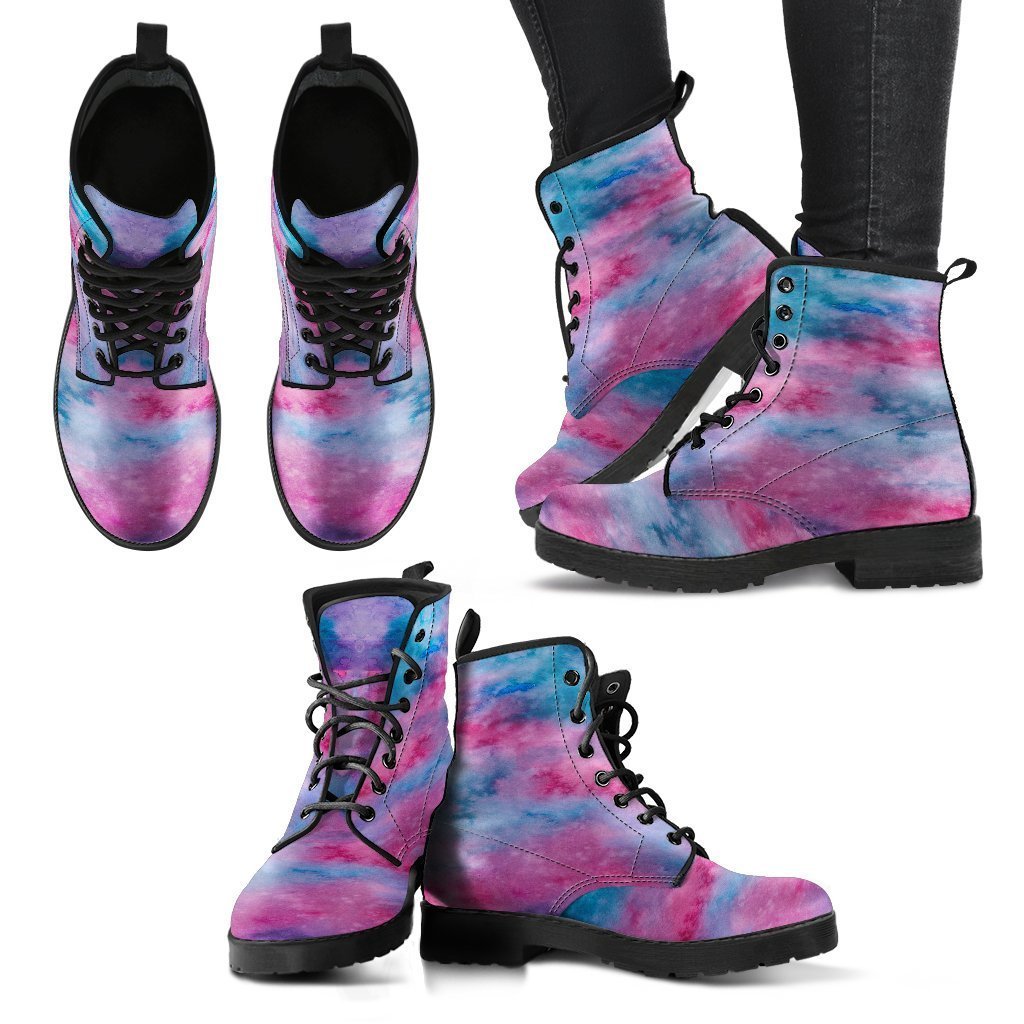 Watercolor Pink Womens Leather Boots Fashion Boots Custom Shoes