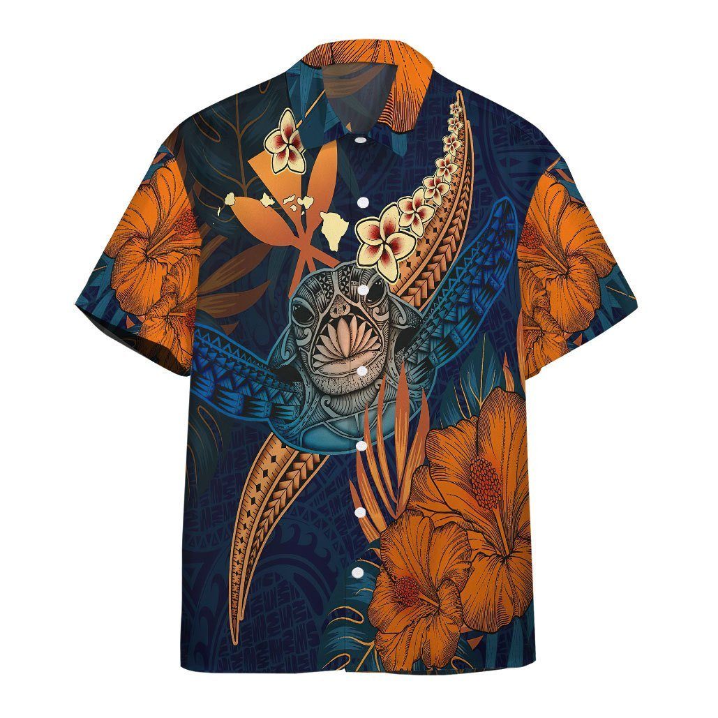 Gearhumans Polynesian Turtle Hibiscus Hawaiian Shirt Ha177