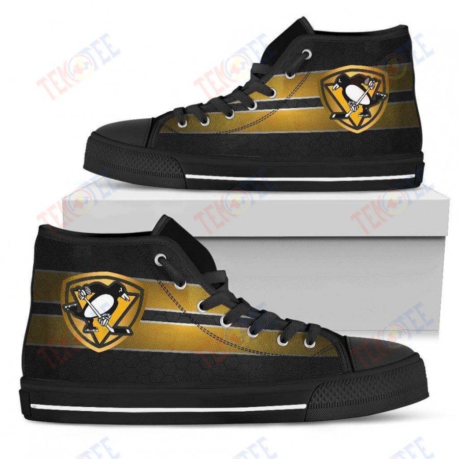 Mens Womens Pittsburgh Penguins High Top Shoes The Shield Shoes TMT673