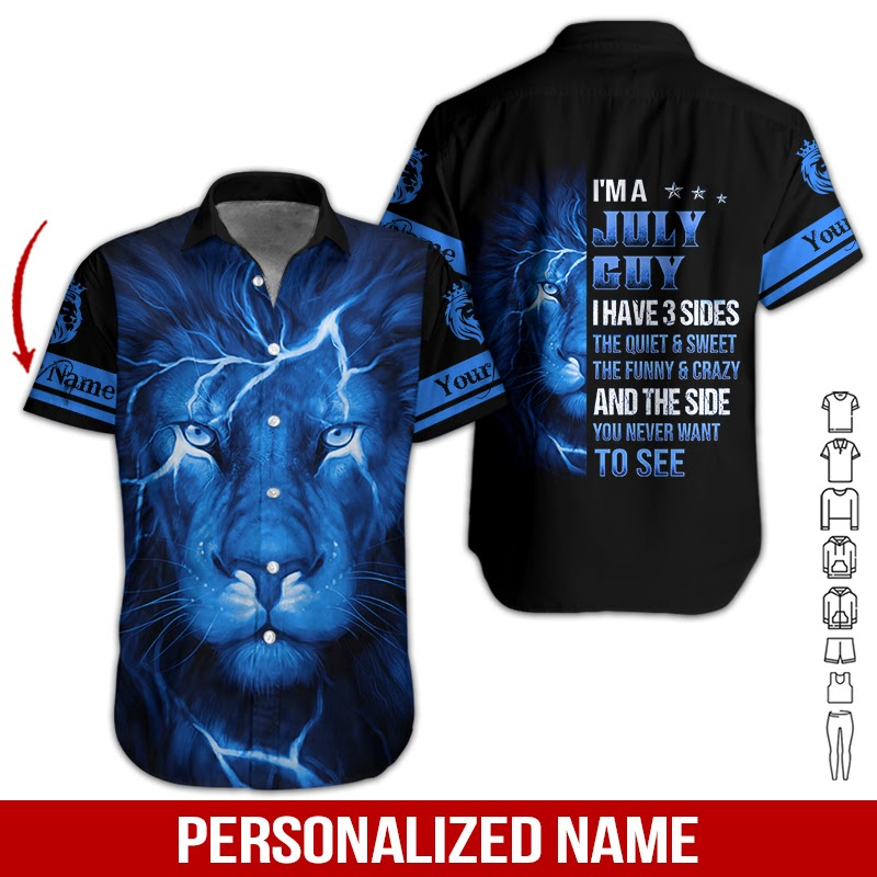 Lion July Guy Custom Name Hawaii Shirt For Men Women Adult Ha86340