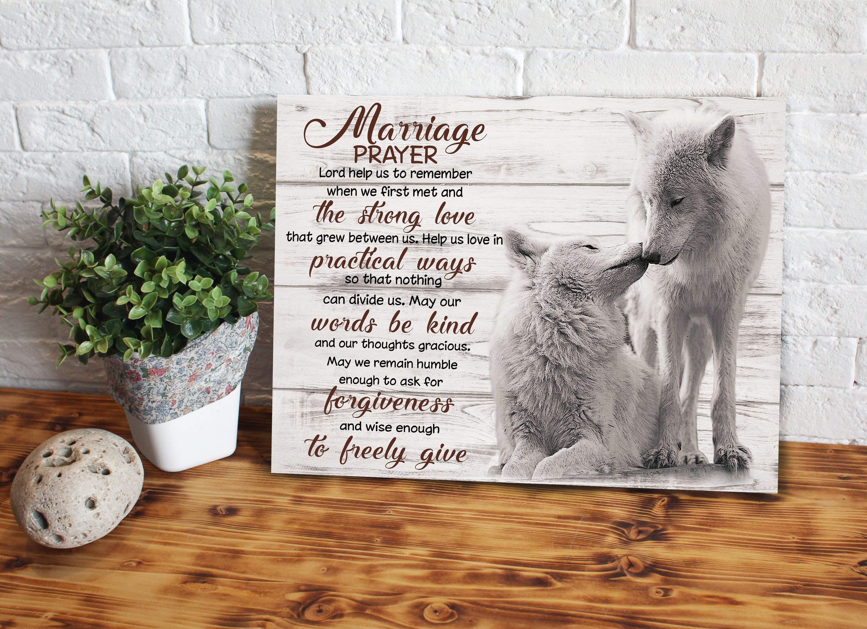 Marriage Prayer White Wolf Couple Matte Canvas Gift