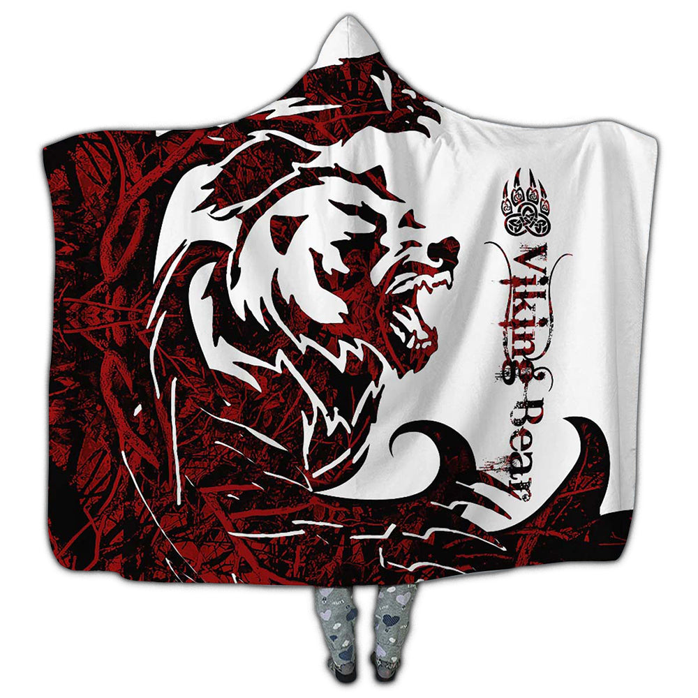 Viking Bear Legend Red And White Cool Style – Hoodie Blanket  – Owl Ohh