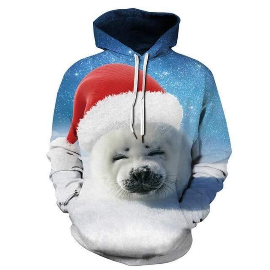 2020 X-Mas Cute Bear 3D Christmas Pullover Hoodie Gift Ideas