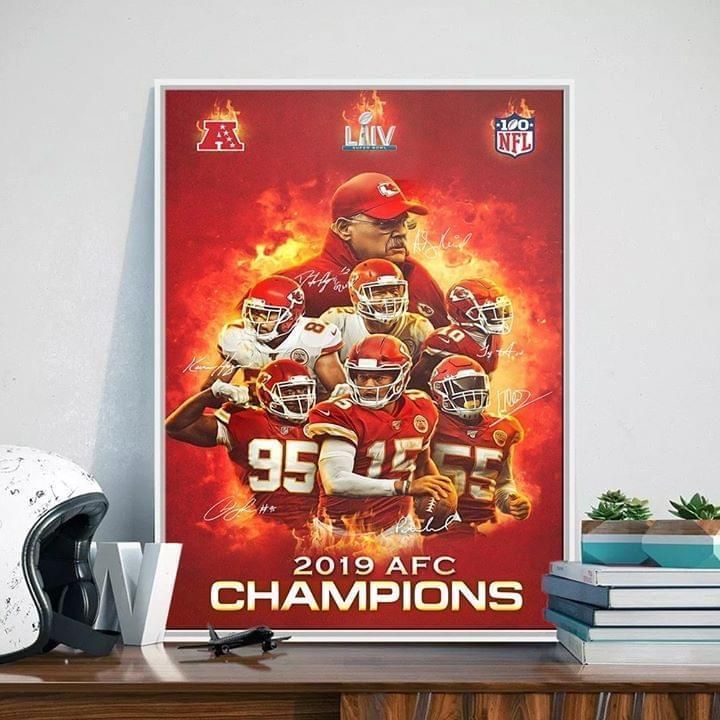 2019 Afc Champions Kansas City Chiefs Players And Coach Signatures poster canvas poster canvas