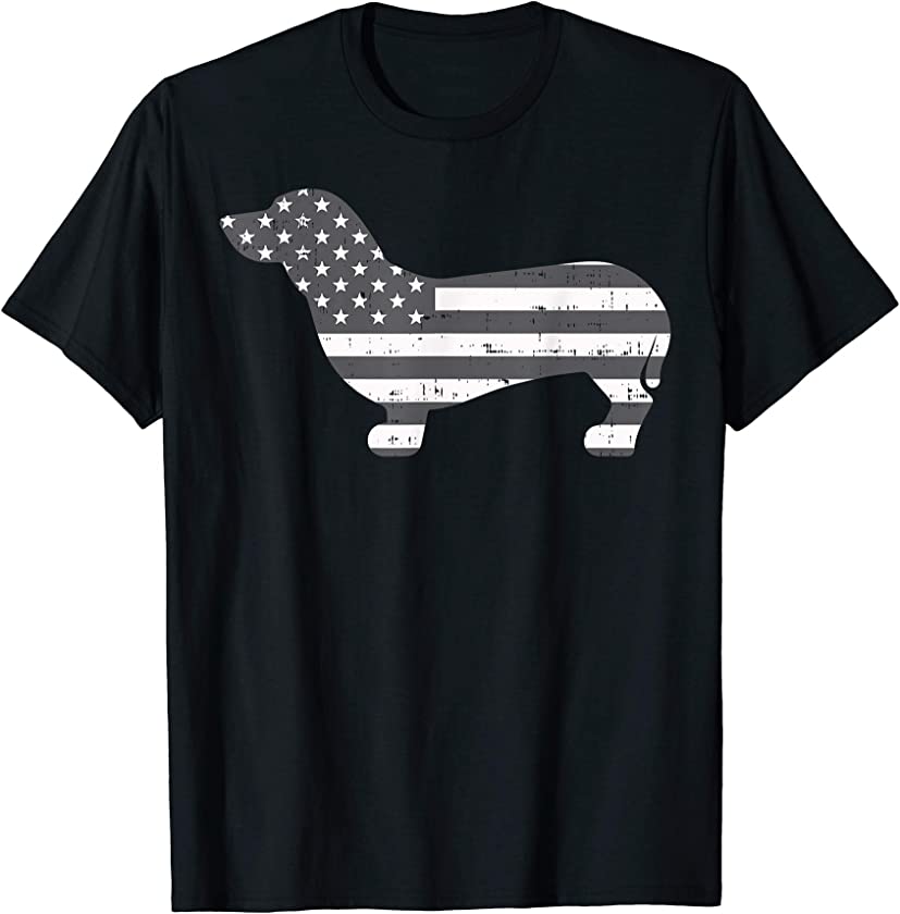 US Flag Dachshund Vintage Weiner Dog Animal Pet Patriot Gift T-Shirt