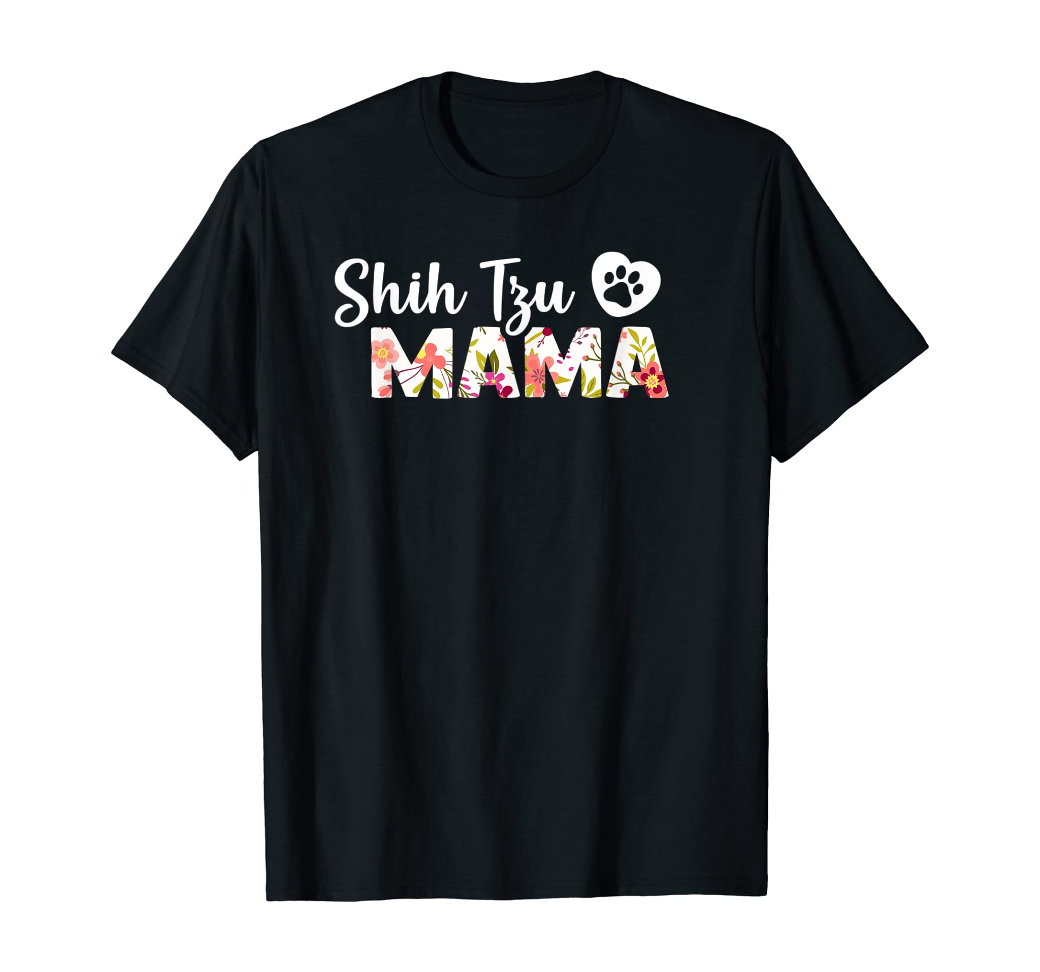 Shih Tzu Mama T Shirt Dog Paw Love Puppy Funny Gift Idea