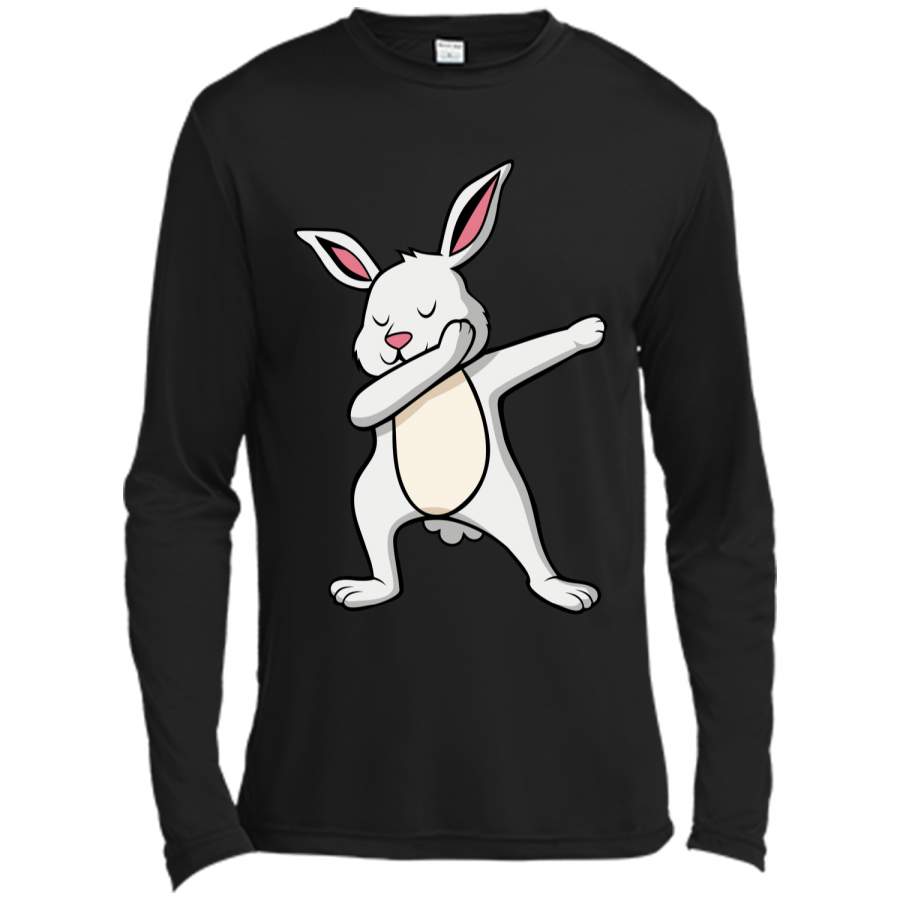 Dabbing Easter Bunny Shirts For Boys and Girls White Rabbit Long Sleeve Moisture Absorbing Shirt