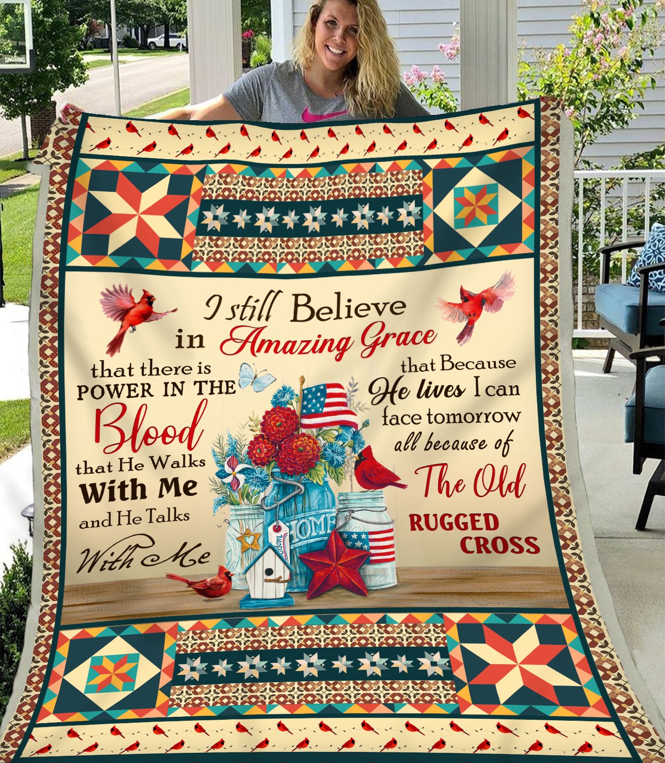 Cardinal Red I Still Believe In Amazing Grace Blanket Birthday Gift Family Gift Gift For Bird Lover Home Decor Bedding Couch Sofa Soft And Comfy Cozy