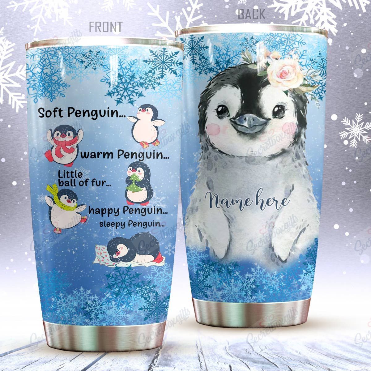 Personalized Penguin Nc0810683Cl Stainless Steel Tumbler Customize Name, Text, Number