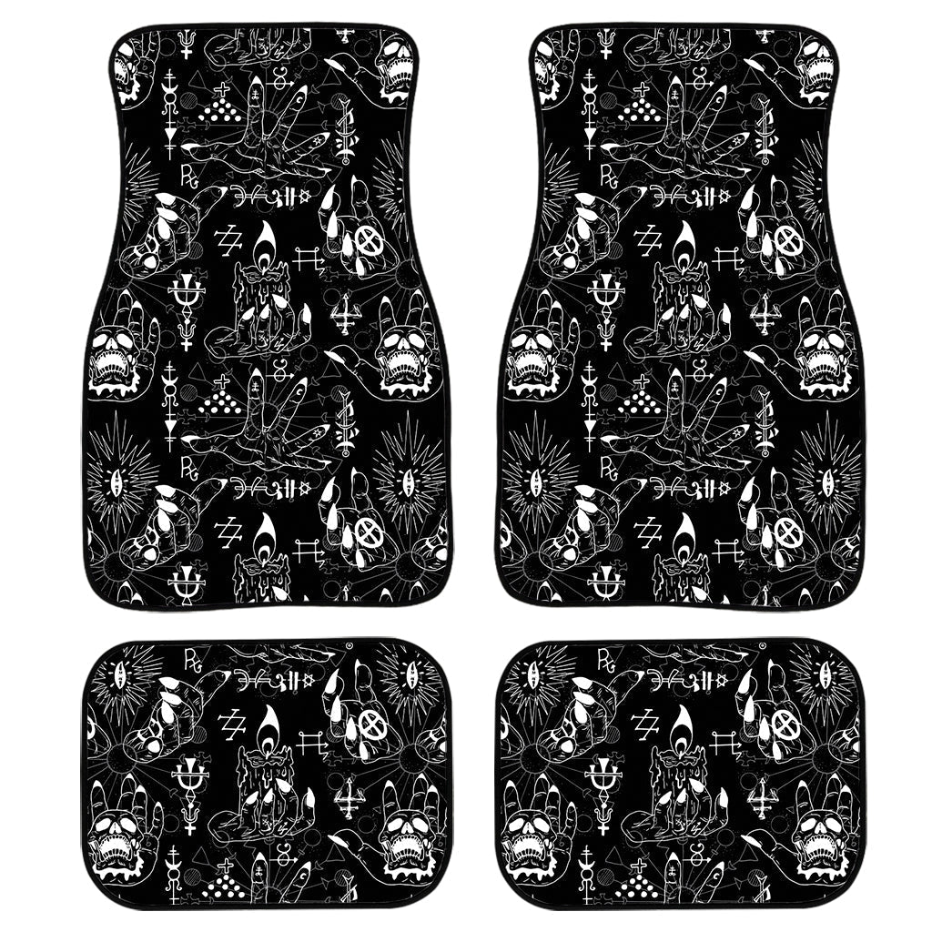 Black And White Supernatural Wicca Print Front And Back Car Floor Mats, Front Car Mat