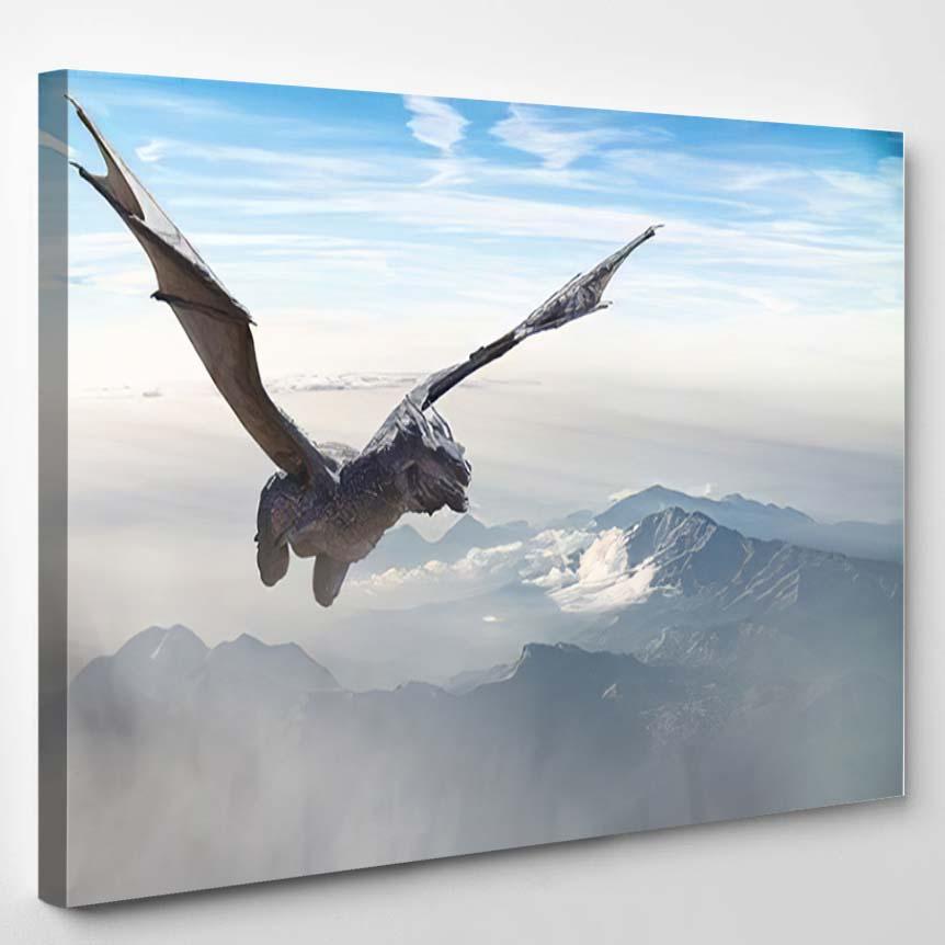 3D Illustration Dragon Fly Render – Dragon Animals Canvas Print