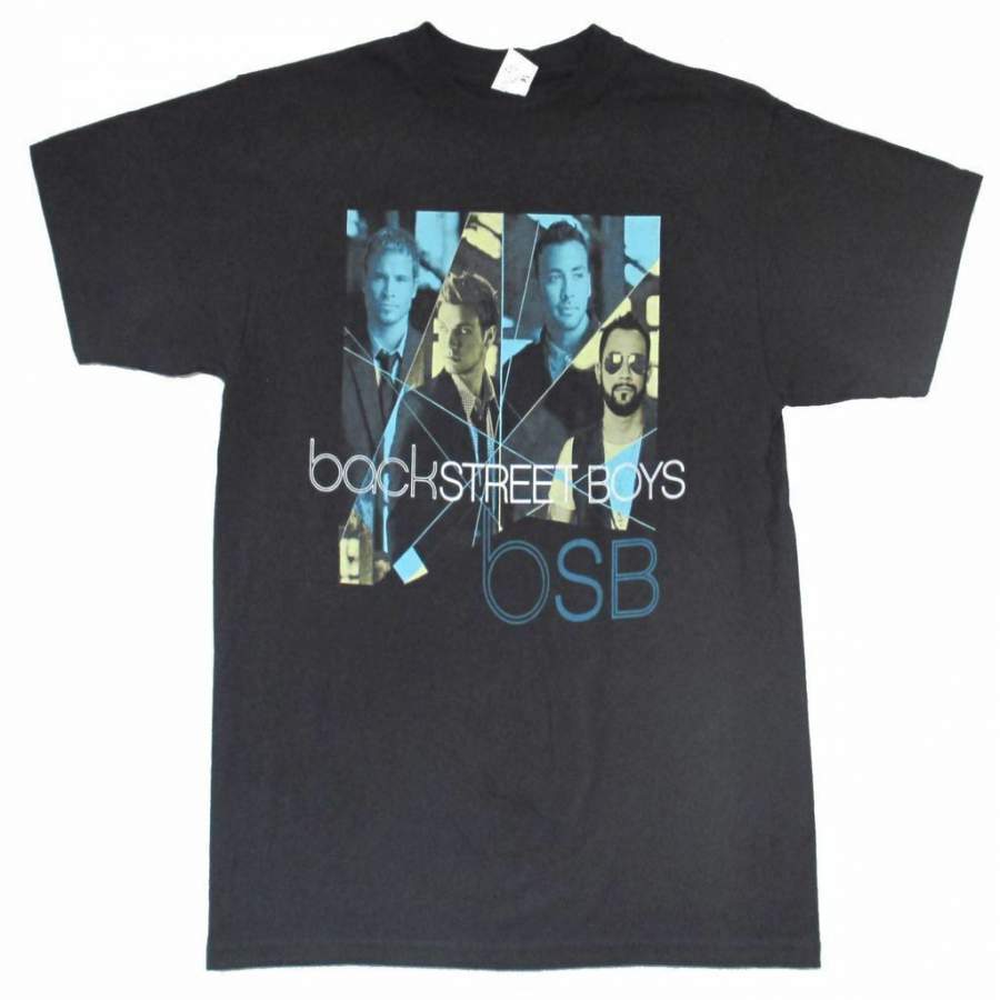 Backstreet Boys Tri Color Unbreakable Tour 2008 Adult Black T Shirt New Official