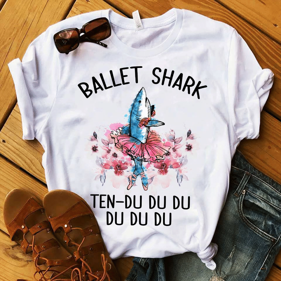 Ballet Shark Ten Du Du Du Floral T Shirt Hoodie Sweater  Size S-5Xl