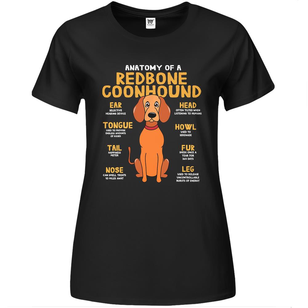 Redbone Coonhound Anatomy Funny Dog Mom Dad Gift Premium Womens T Shirts