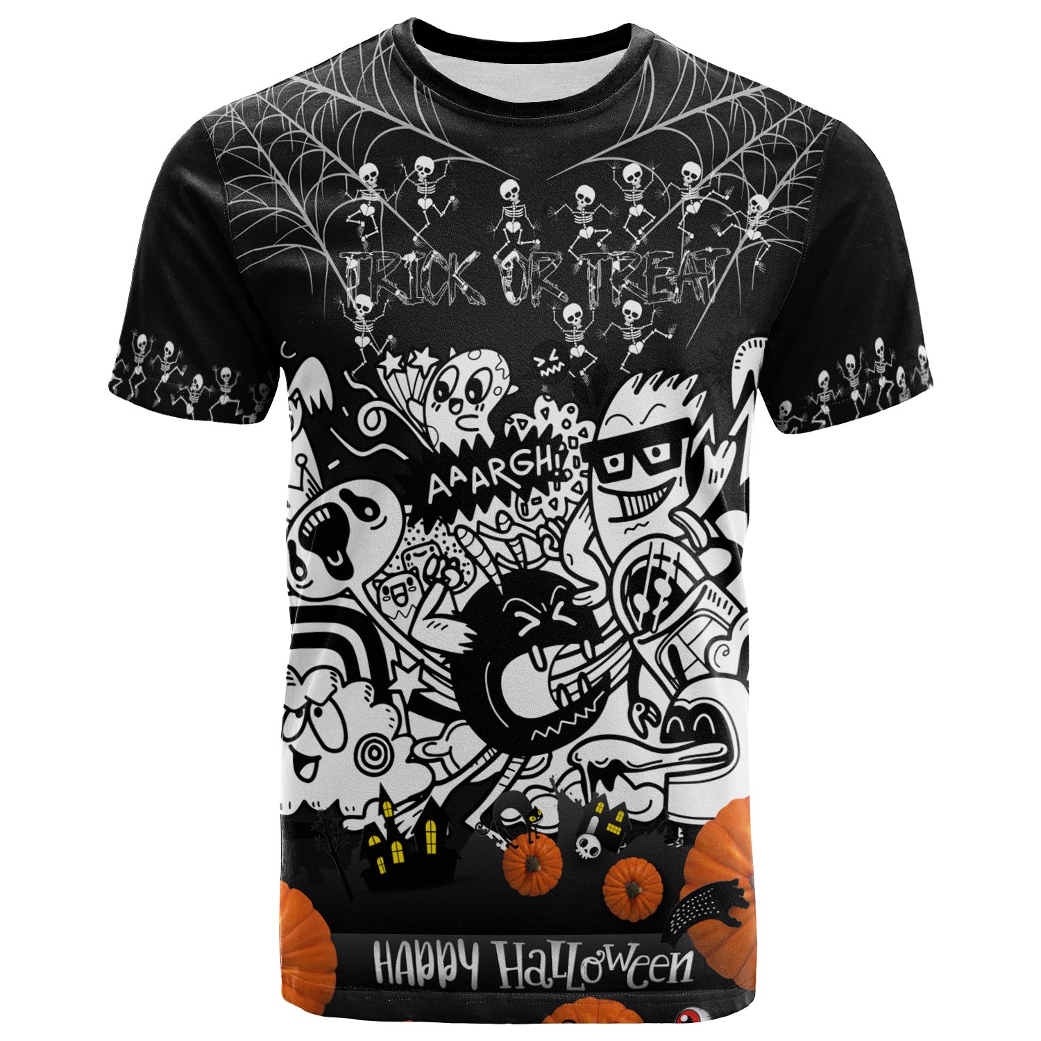 1sttheworld Halloween T-Shirt – Happy Halloween Style Cartoon – BN17