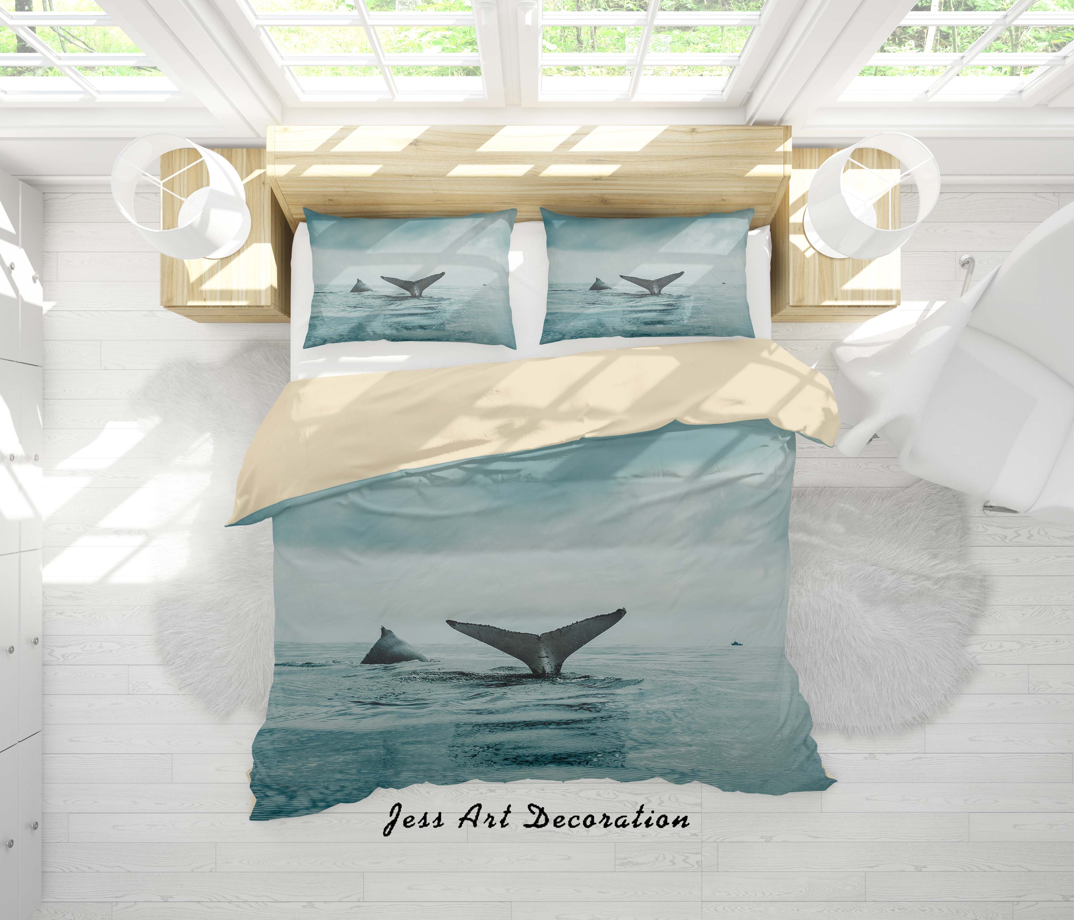 3D Sea Sky Shark Quilt Cover Set Bedding Set Duvet Cover Pillowcases A110 Lqh