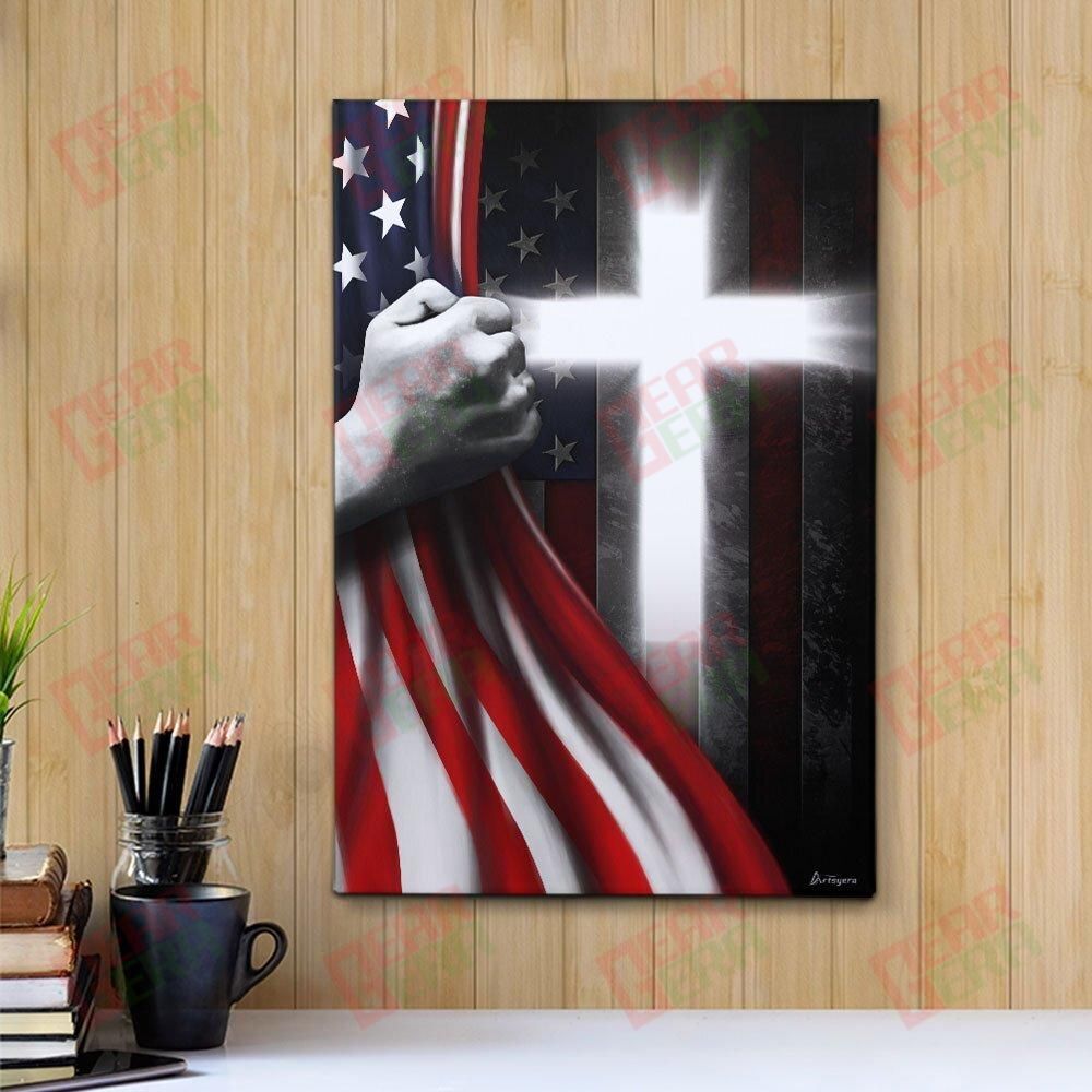 Canvas Prints Bestieship One Nation Under God Jesus American Canvas Glamorous Living Room Bedroom Bathroom Home Decoration