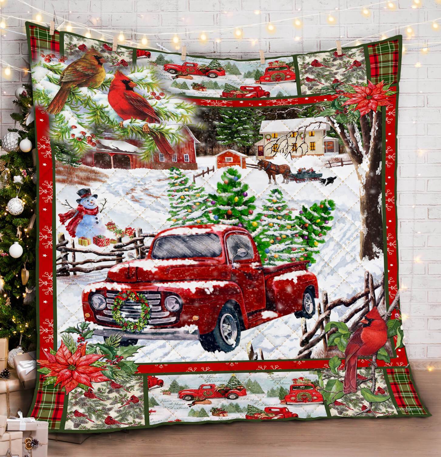 A Little Christmas Red Truck Quilt Blanket Red Truck Decoration Red Truck Christmas Decor Good Christmas Gifts