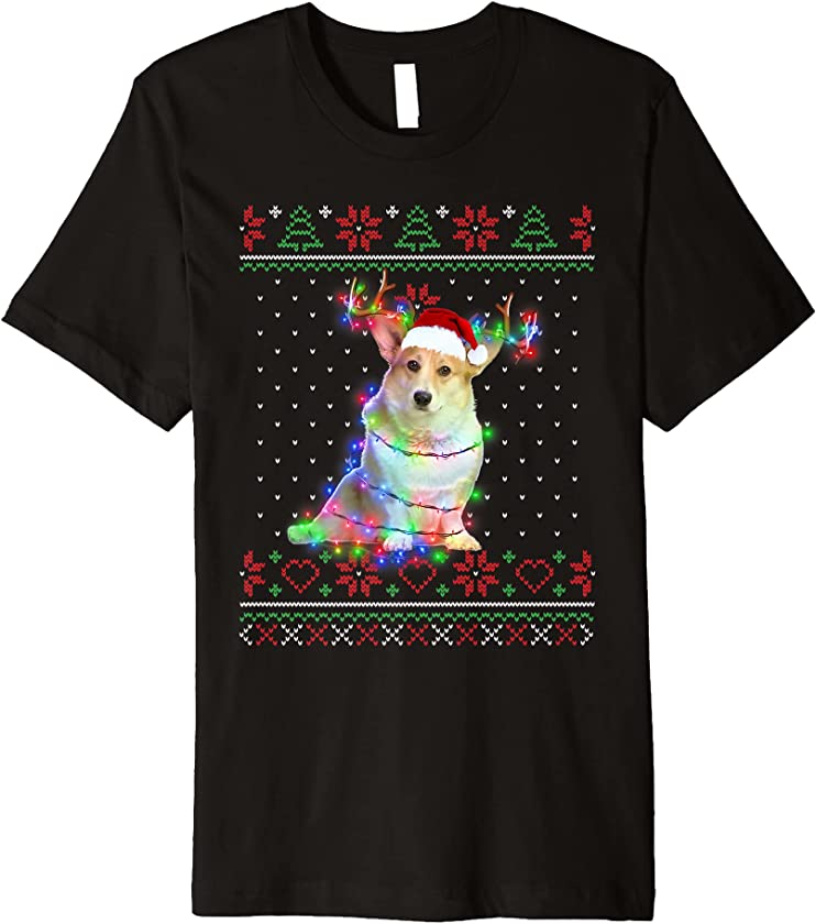 Corgi Dog Ugly Sweater Christmas Puppy Dog Lover Premium T-Shirt