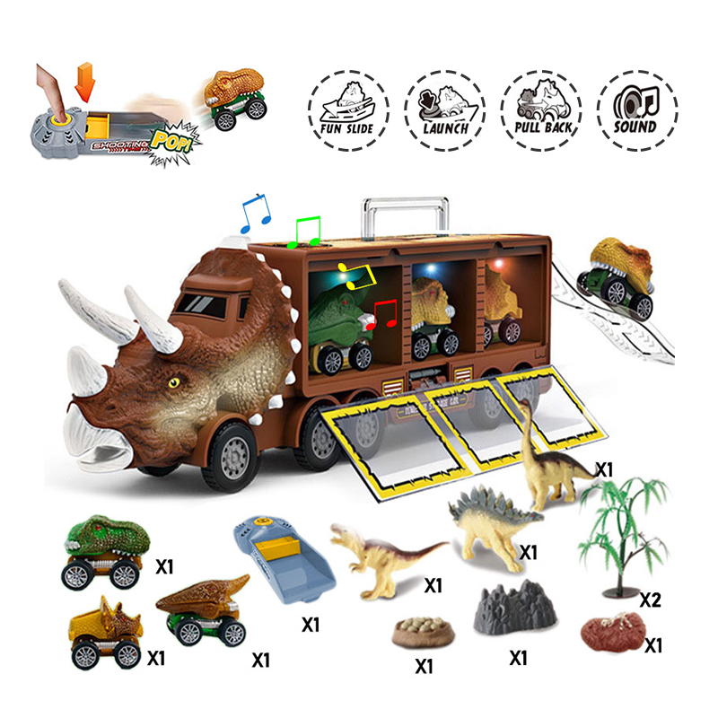 Kids Dinosaur Transport Car Toys Large Inertial Cars Carrier Truck Pull Back Vehicle Animal Return Cage Game Children’s Gifts alx