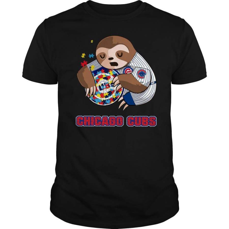 Baby Sloth Hug Chicago Cubs Autism Funny Shirt hoodie tank top by globalteeshop