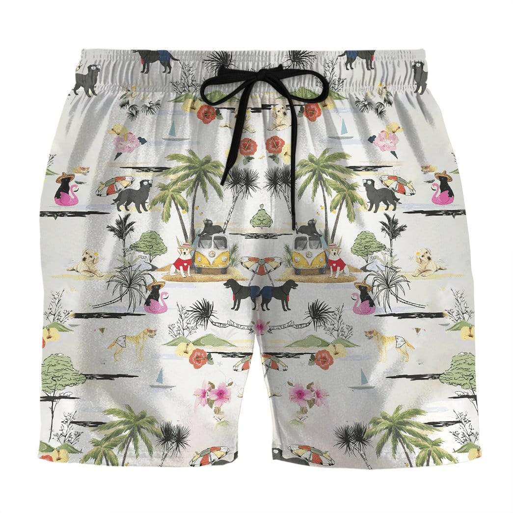 Gearhumans Labrador Retriever Hawaiian Beach Retro Custom Summer Shorts Swim Trunks Ha10788