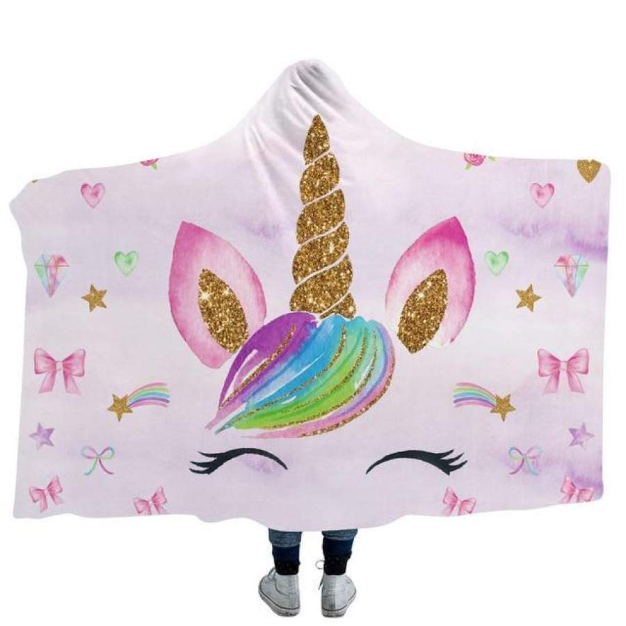 3D Printed Unicorn Hooded Blanket For Adults and Kids