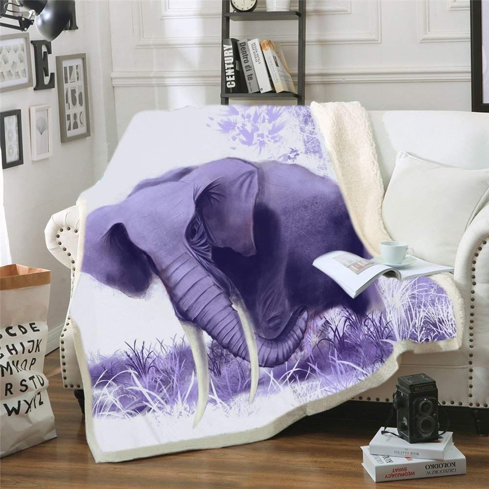 Purple Elephant CLA1110059F Sherpa Fleece Blanket